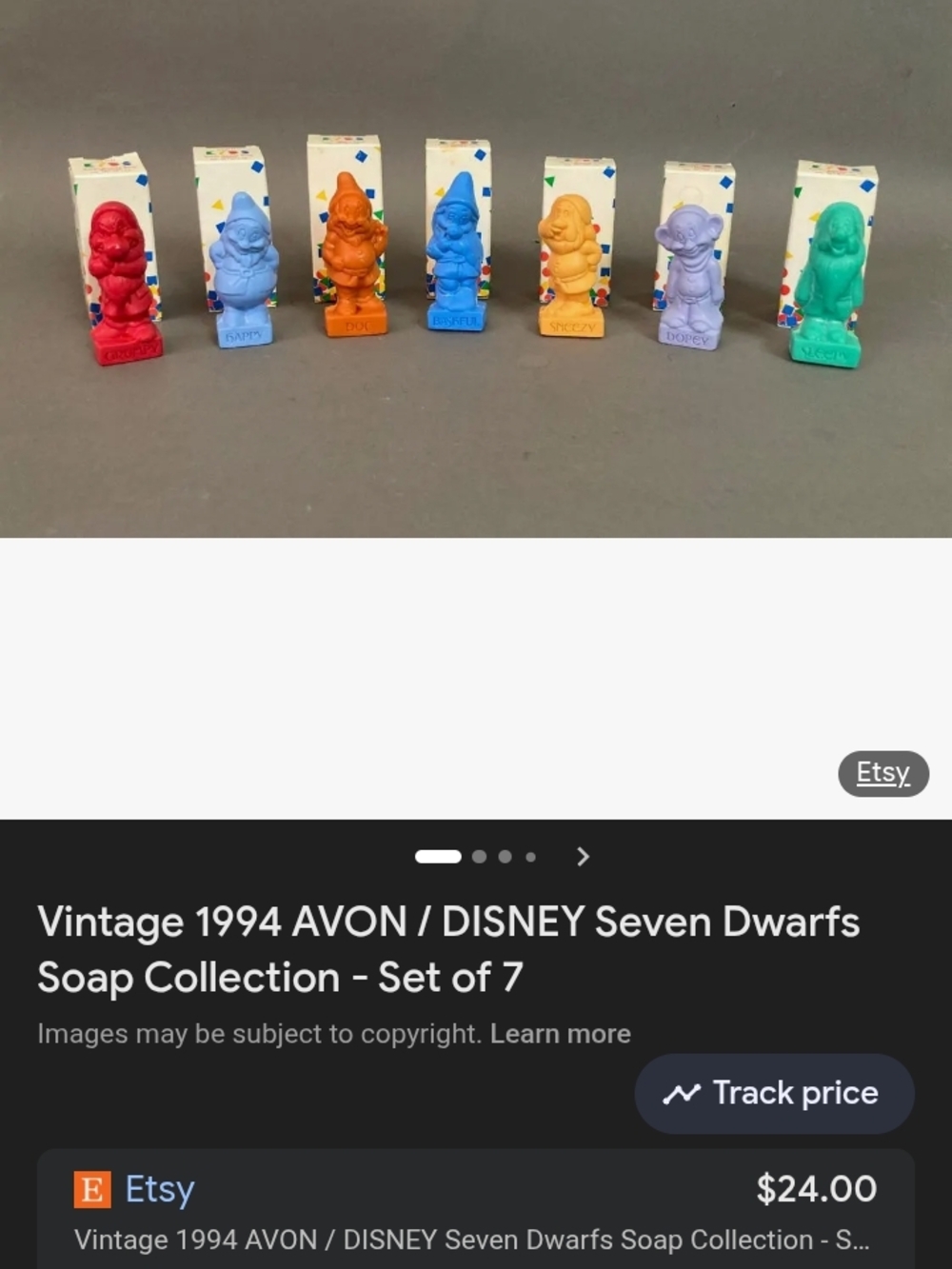 Avon Multicolor Seven Dwarfs Soap Set - Red, Blue, Orange, Yellow, Purple, Teal